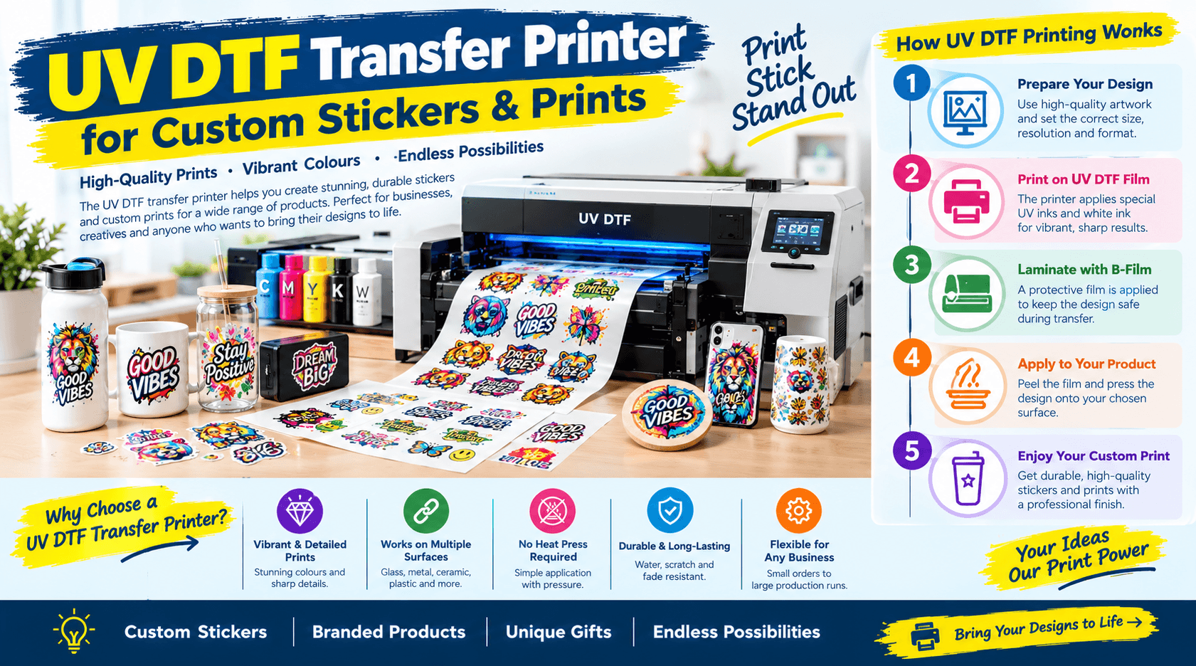 UV DTF Transfer Printer for Custom Stickers & Prints